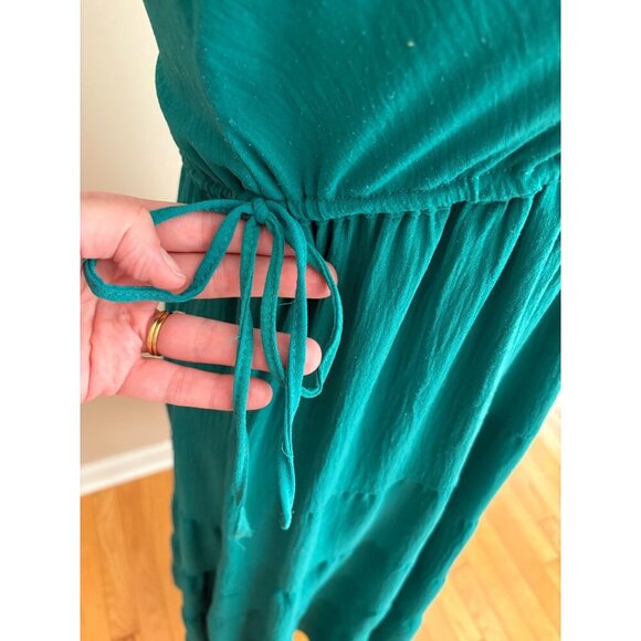 Max Studio Sleeveless V-Neck Tiered Maxi Peasant Dress in Green Size Small - Picture 5 of 10